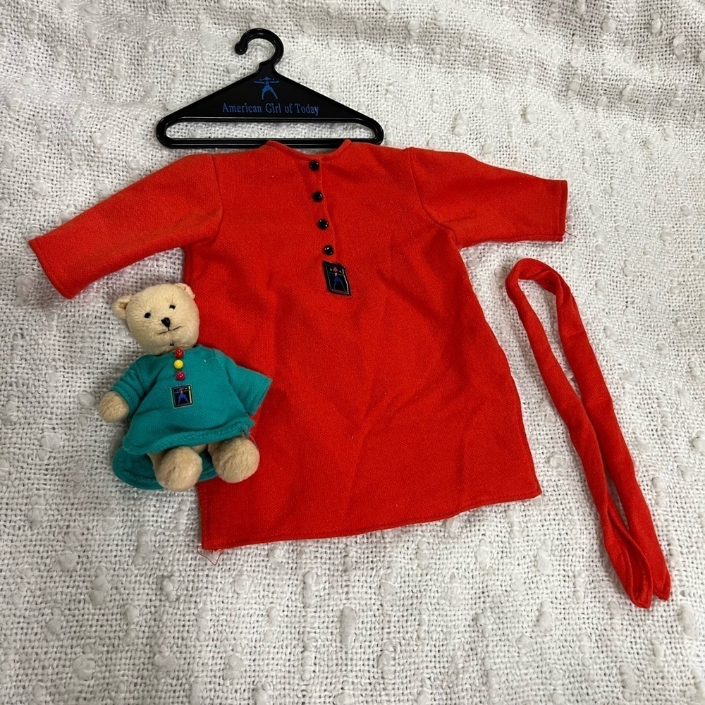 American Girl 1995 Red Slumber Shirt Nightdress and Matching Headband for Doll
